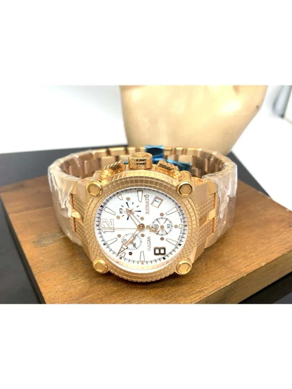 Renato Vulcan Men's Watch Swiss Quartz Chronograph Rose Gold Steel 46mm